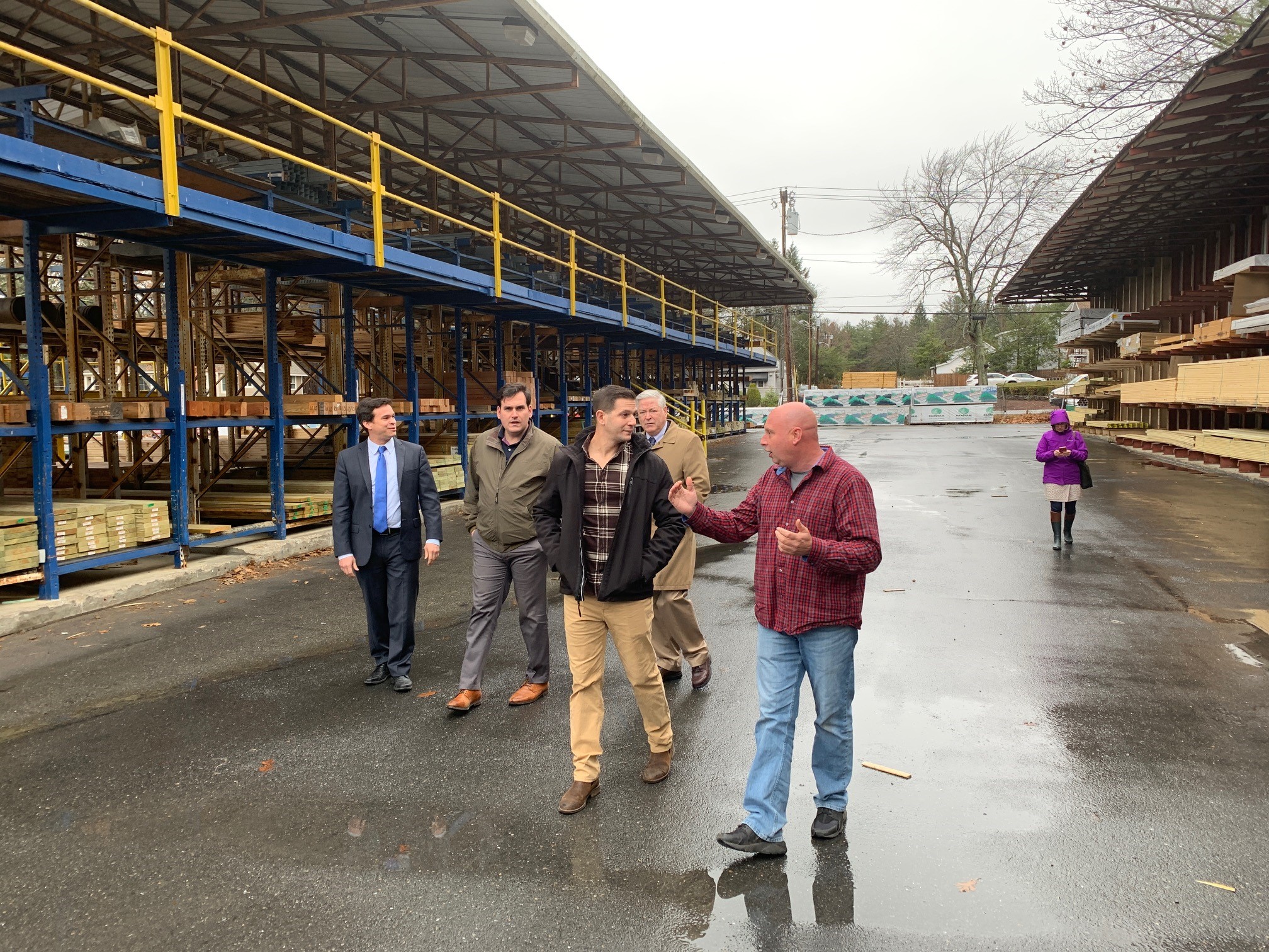 Maki Lumber - Senator John Cronin and Representatives Michael Kushmerek and Dan Sena Guiding the tour was Maki Chief Operating Officer Jim LeBlanc and MRLDA Lobbyist Patrick Huntington of Mass Bay.