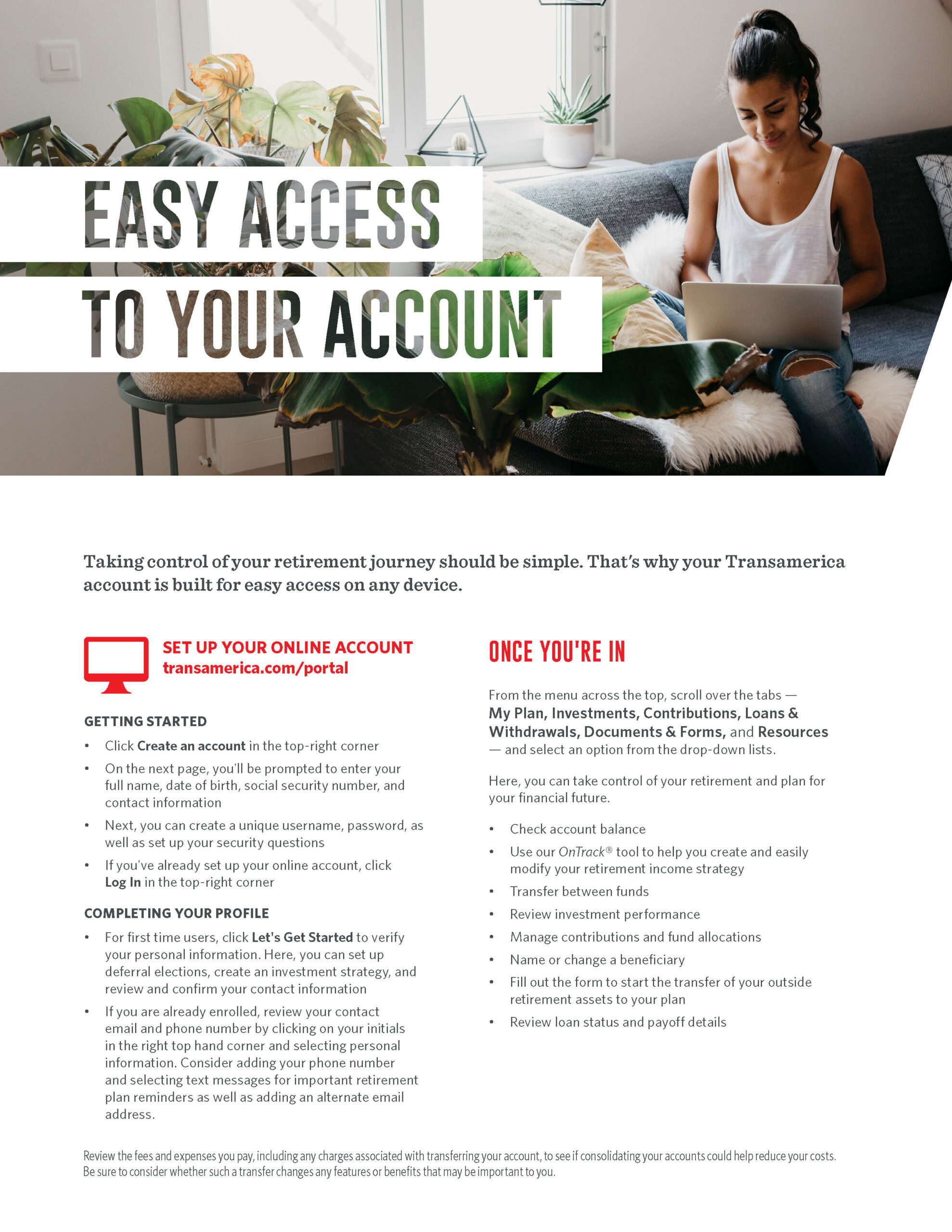 Transamerica account access: online and call center