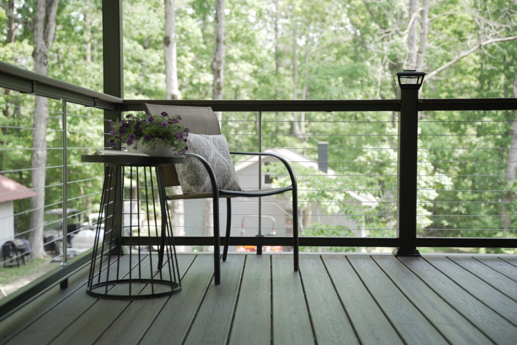 Chair and table on deck