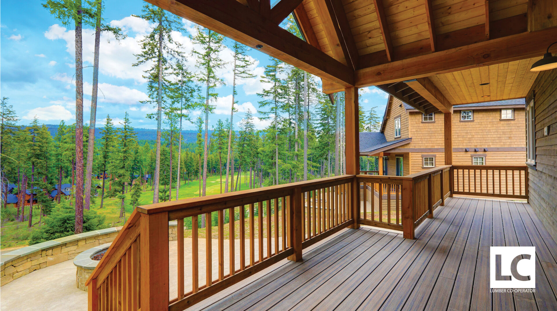 Pressure treated deck in woods