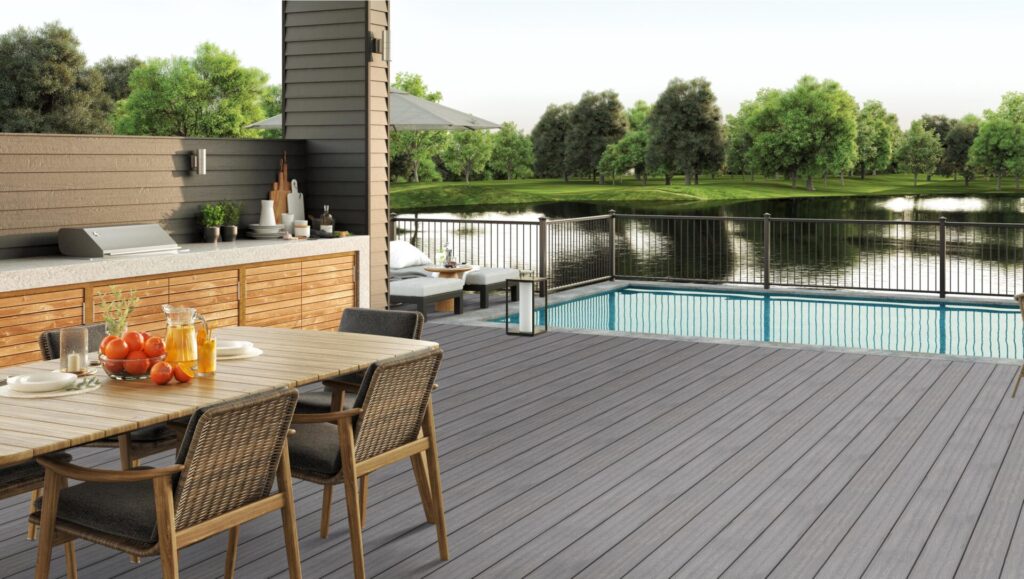 Backyard deck and pool