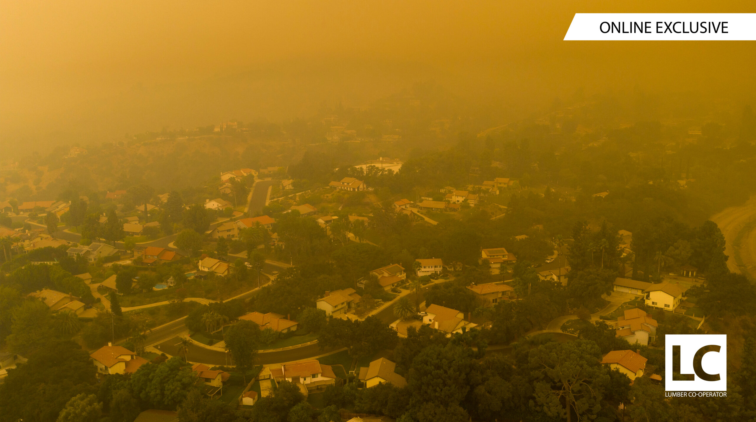 Wildfire smoke over neighborhood
